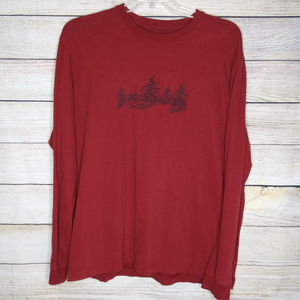 Eddie Bauer Long Sleeve 100% Cotton Red T-Shirt XL